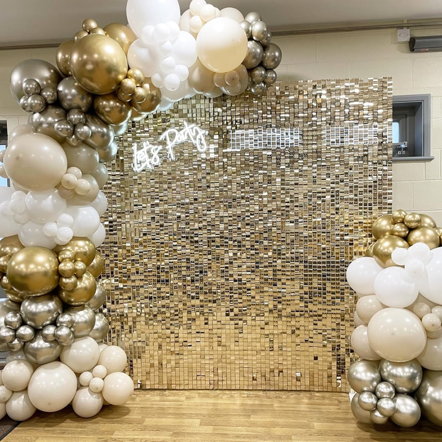 Pvc Panel Background - 12pcs Light Gold Shimmer Wall Backdrop