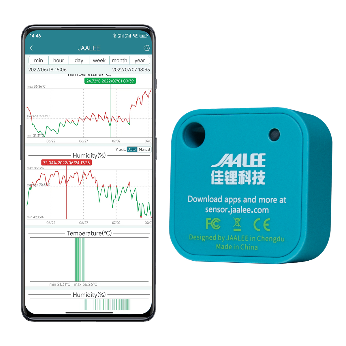 Digital Hygrometer Probe - jaalee JHT Temperature/Humidity/Dewpoint/VPD Sensor Thermometer/Hygrometer Logger