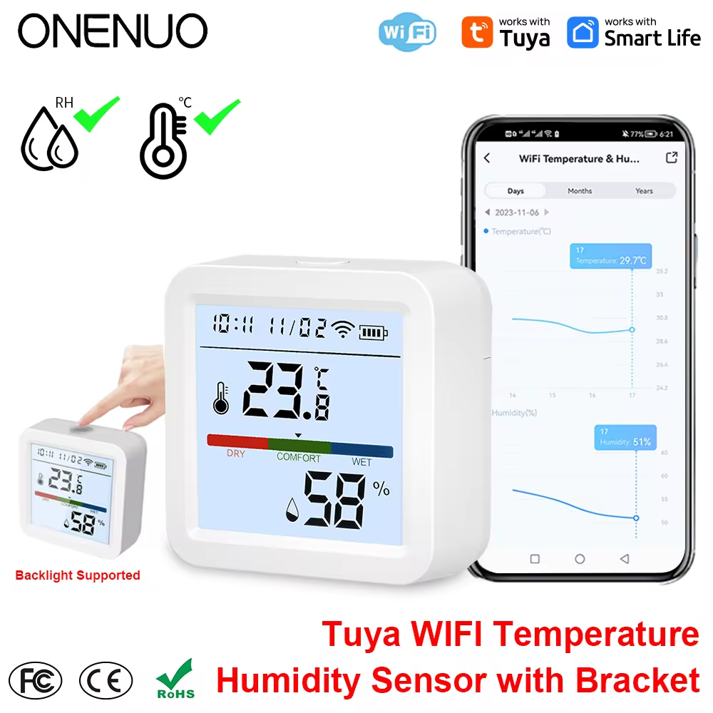 Digital Hygrometer Probe - ONENUO Tuya WIFI Temperature Humidity Sensor