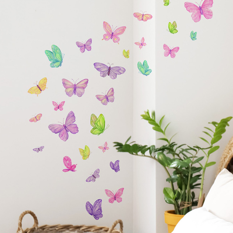 Pvc Panel Background - Romantic butterfly Wall Stickers Creative Home