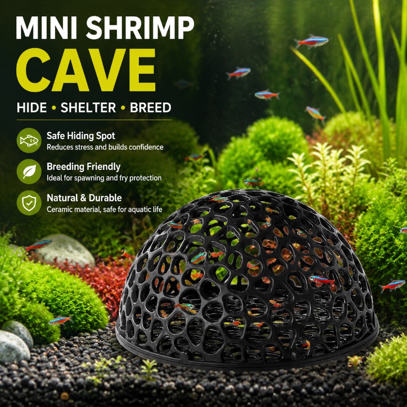 Hide Cave Ceramic - Mini Porous Ceramic Shrimp Cave Betta