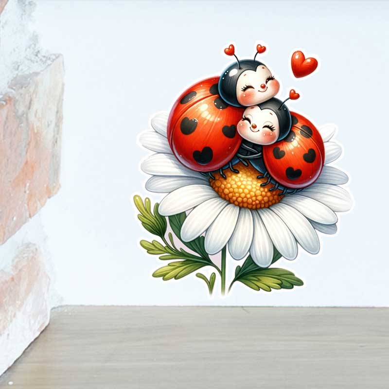 Pvc Panel Background - Cute Ladybug Wall Stickers Living Room