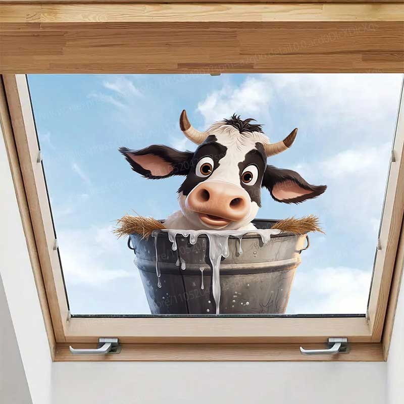 Pvc Panel Background - Cute Cow Wall Stickers Self-Adhesive Wallpaper