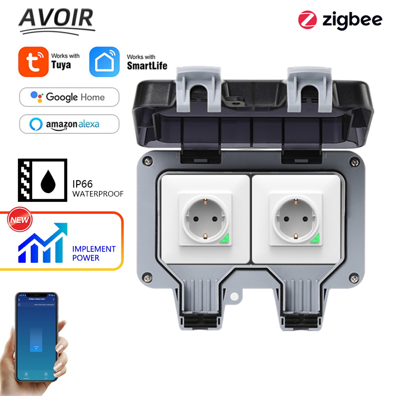 Timer Dual Outlet - Avoir Tuya Zigbee Electrical Sockets IP66