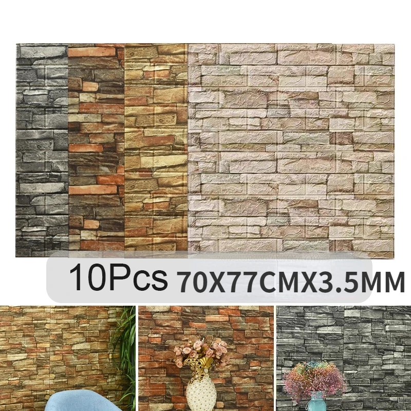 Pvc Panel Background - 10PCS Self Adhesive 3D Brick Wall