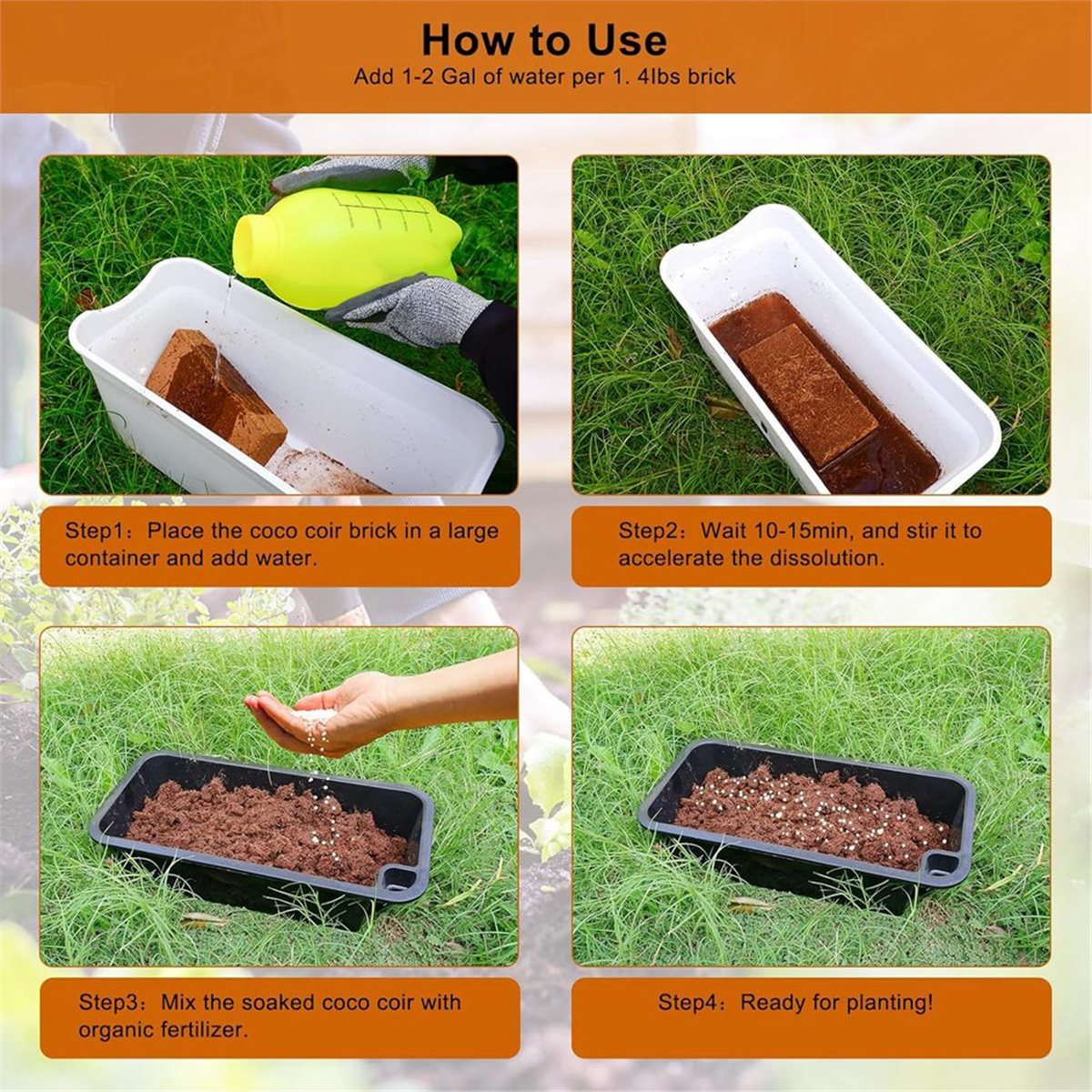 Substrate Coconut Fiber - HITL 3 Pack Bricks, for Plants,