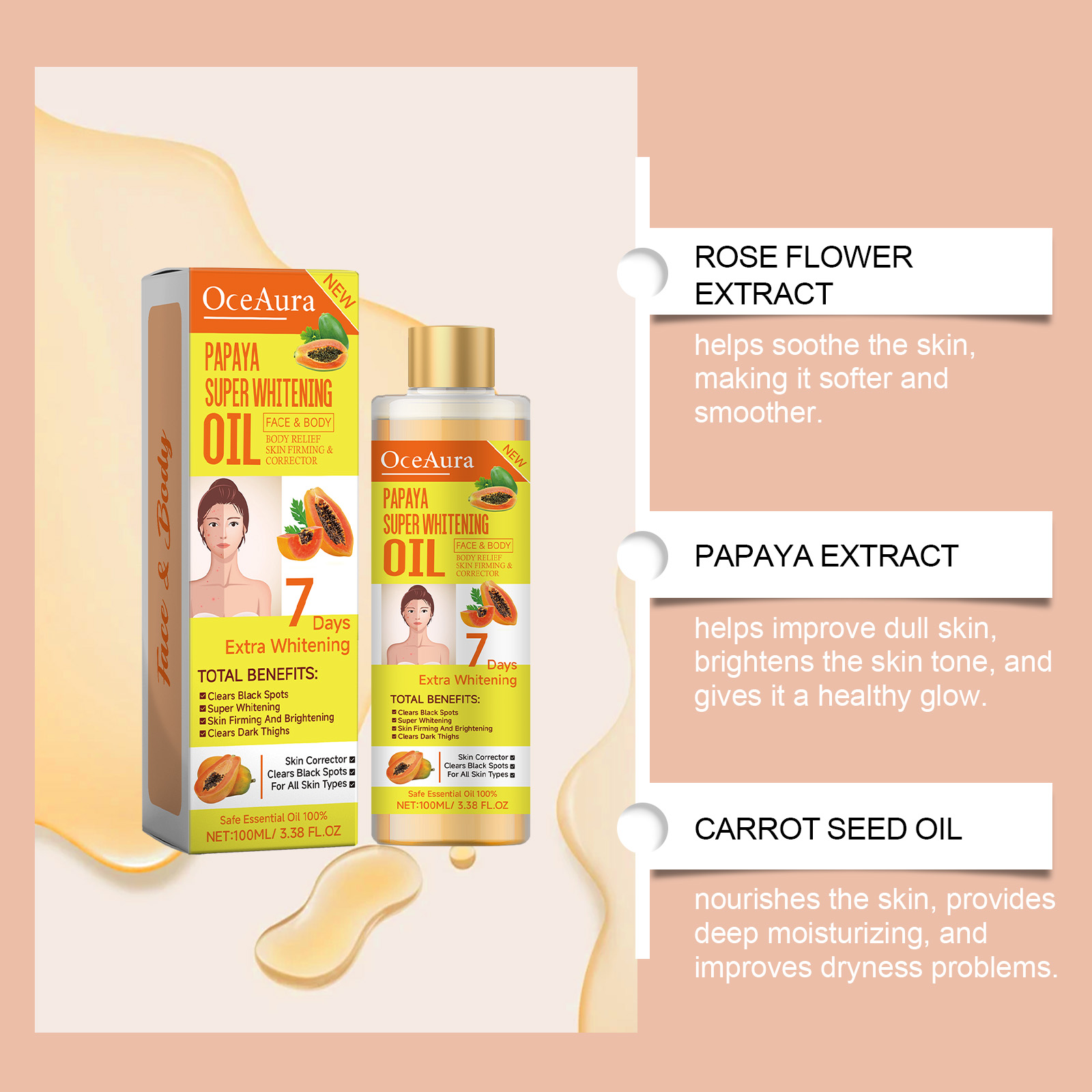 Body Whitening Oil 100ml Natur - Substrate Coconut Fiber review and price