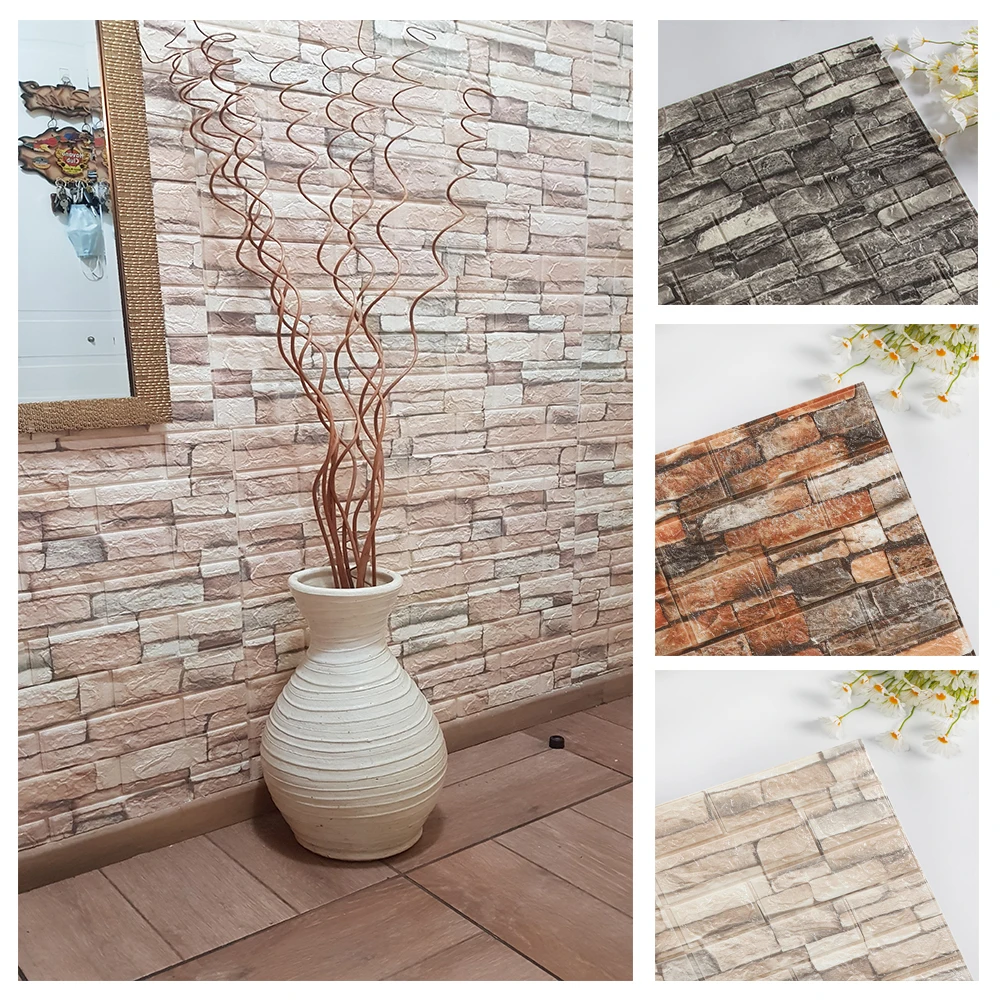 10PCS Self Adhesive 3D Brick W - Pvc Panel Background review and price